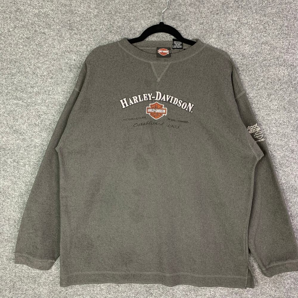 Harley-davidson Gray Crewneck Sweatshirt Logo Spell out Size XL Mens